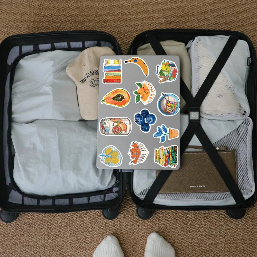 50pcs Vintage Painting Stickers Art Stickers Cartoon Graffiti Decal DIY Scrapbook Journal Luggage Skateboard Decorative Stick