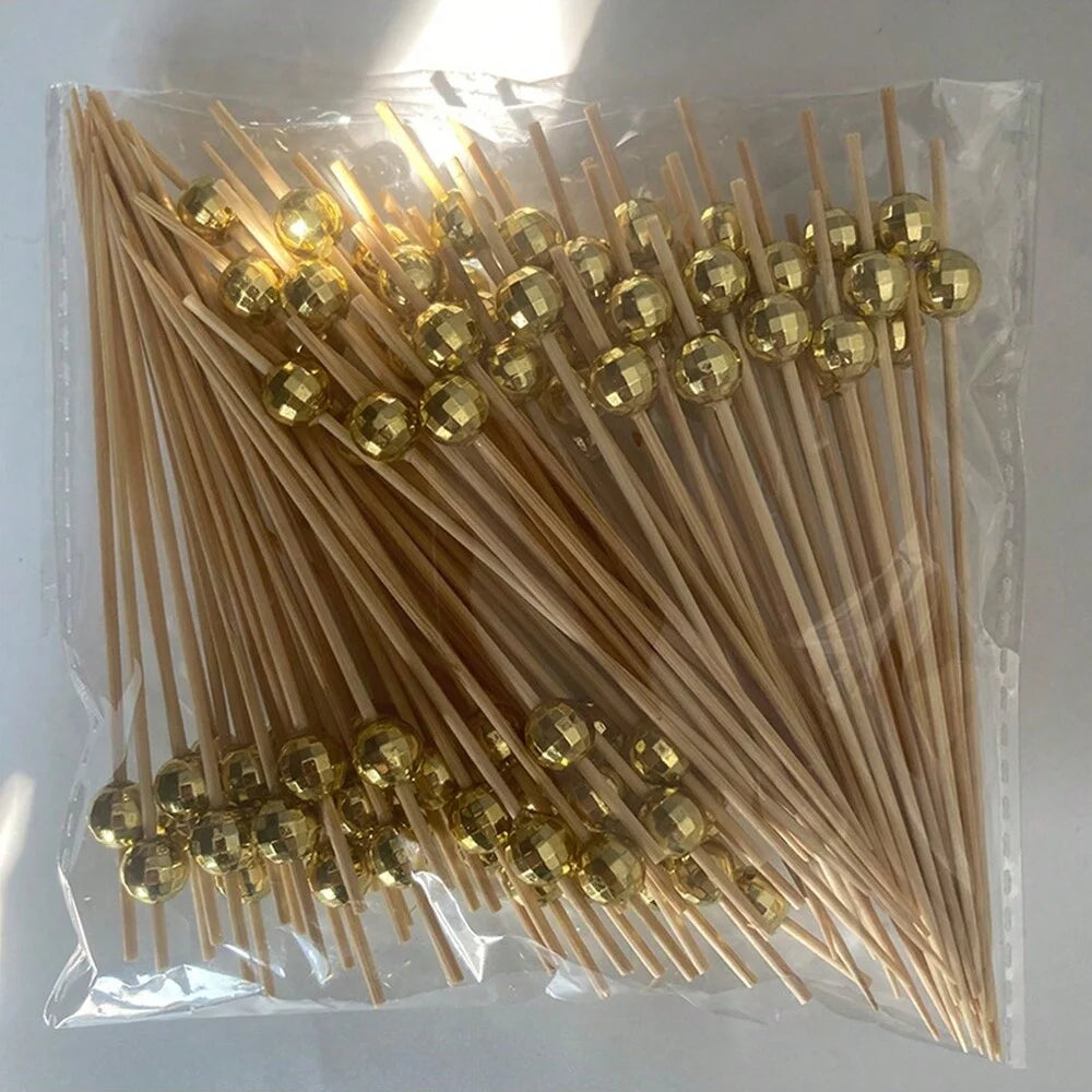 100pcs /50pcs Bamboo Fruit Fork Cocktail Prikker Skewers Disposable Fruit Fork Cocktail Prikkers Forks Food Picks Wedding Par