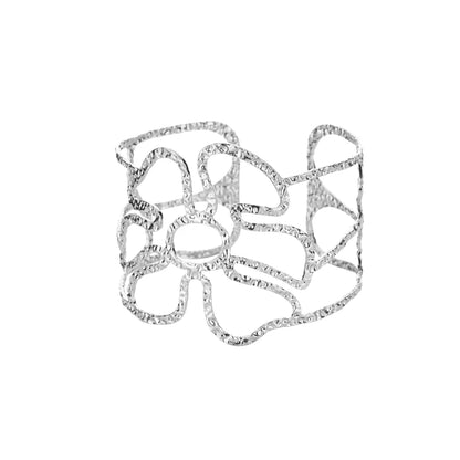 Vintage Flower Bangles For Women Gold Color Stainless Steel Flower Bangles Bracelets Femme Jewelry Party Gift pulseras - 6
