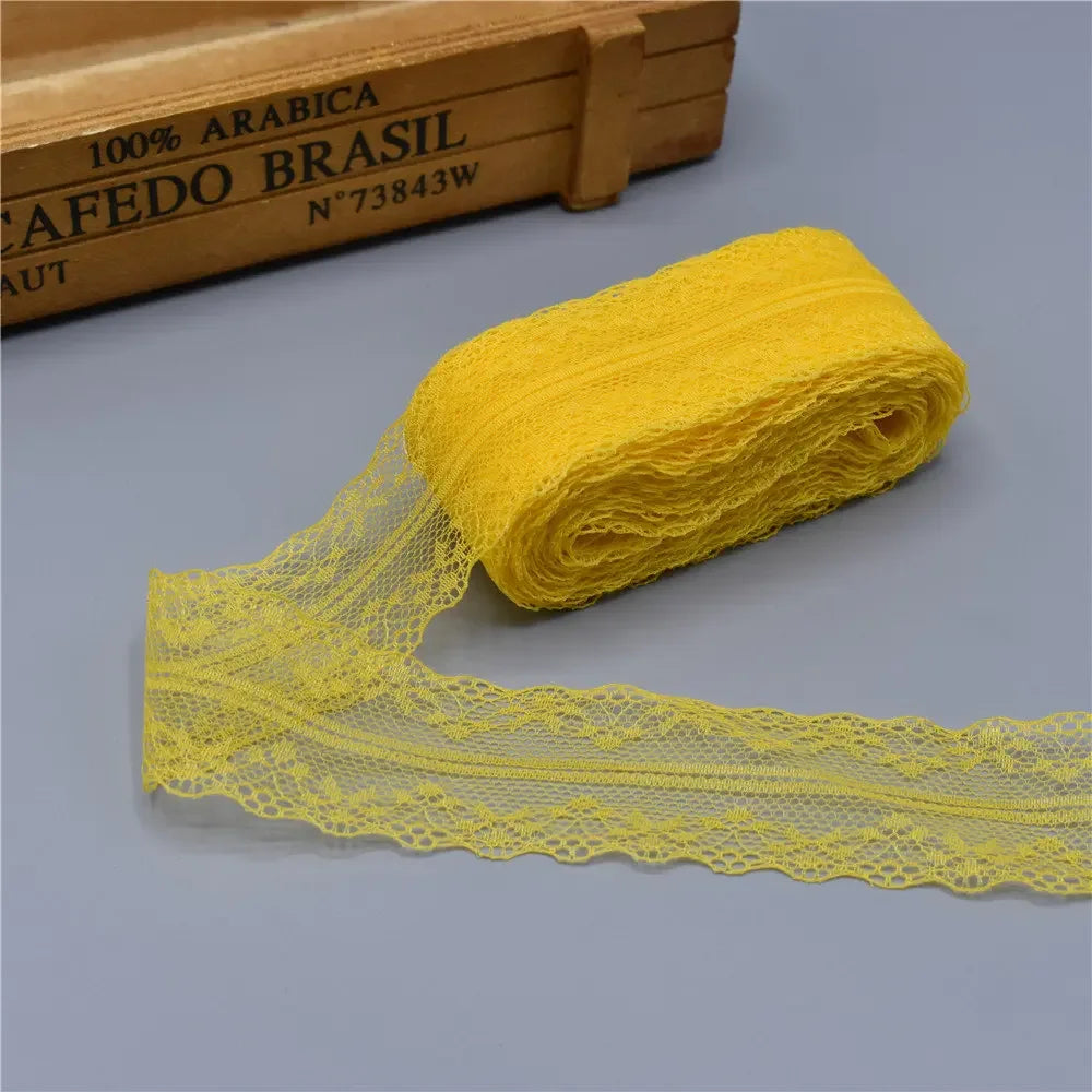 10Yards Lace Ribbon 40mm Wide White African Lace Fabric for Sewing Clothes Embroidered Lace for Crafts Trim Underwear Diy Tul