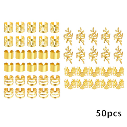100pcs Elegant Golden Alloy Hair Jewelry for Braids, Solid Color - Vintage-Inspired Accessories for Men & Women's Dreadlocks