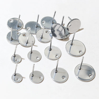20pcs 6-12mm Stainless Steel Earring Studs Pins Craft Findings for Stud Earrings DIY Jewelry Making Accessories Findings