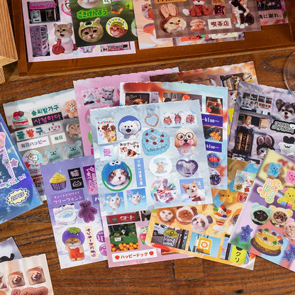 20 Sheets PET Die cut Stickers book Retro Cartoon Decorative handmade Scrapbooking Material Diary Japanese Stationery Supplie