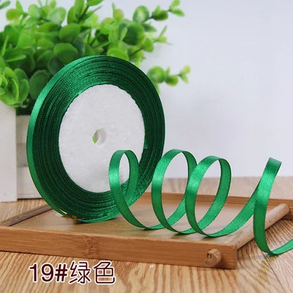 25Yards 6mm Silk Satin Ribbons for Crafts Bow Handmade Gift Wrap Partys Christmas Wedding Decorative Artificial Accessories -