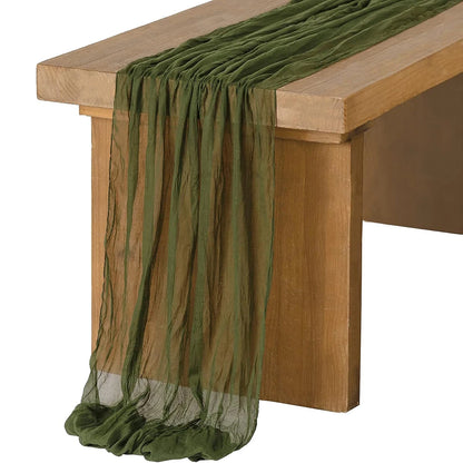 Semi-Sheer Gauze Table Runner Sage Cheesecloth Table Setting Dining Vintage Wedding Party Christmas Banquets Arches Cake Deco
