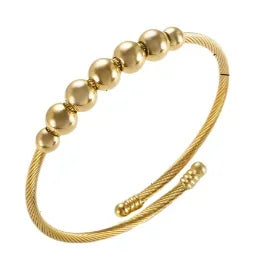 Fashion Simple Stainless Steel 3 Crystal Bracelet Bangle - B27 Gold