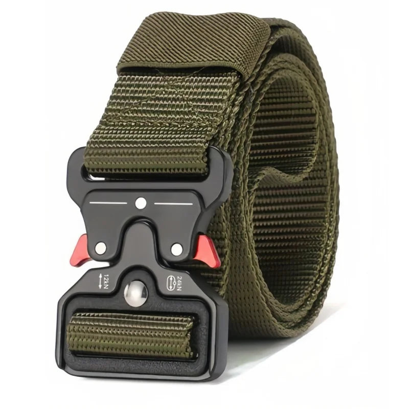 Men's Belt Outdoor Hunting Tactics Belt Multi functional Buckle Nylon Belt Marine Corps Canvas Belt - Green-HE