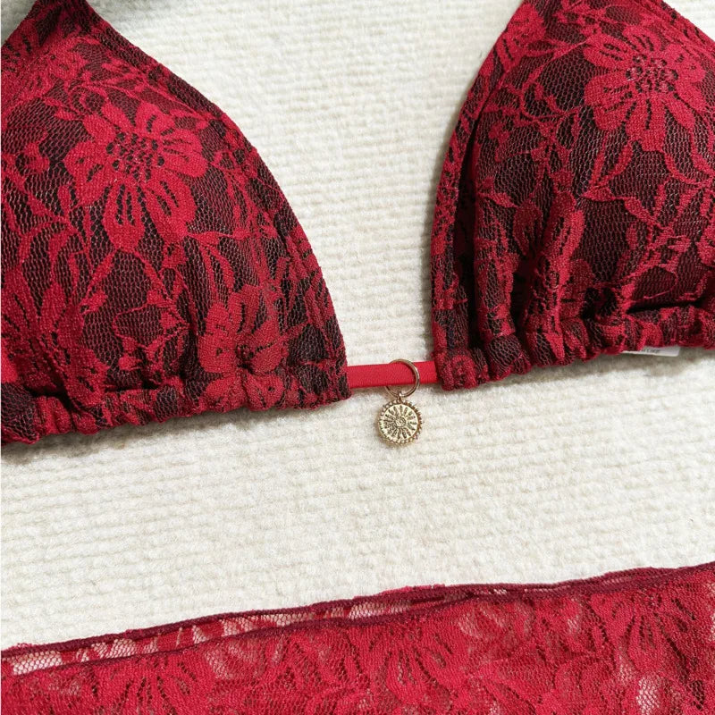 Lace Sexy Bikinis Female Swimsuits Women Three-Piece Swimwear Beach Swimming Wear Bathing Suits Brazilian Bikini Set Pool Bat