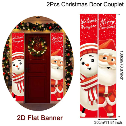 Christmas Door Banner Door Couplet Merry Christmas Decoration For Home 2025 Navidad Kerst Natal Noel Xmas Decor New Year 2026