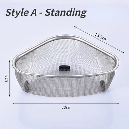Kitchen Sink Drain Basket Stainless Steel Triangle Food Vegetables Peel Egg Filter Storage Organizer Kitchen Shelf Rack Drain