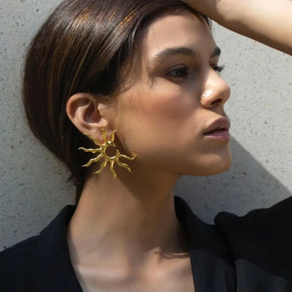Vintage Gold Color Flower Stud Earrings for Women Simple Geometric Statement Earrings Party Gifts сережки женск - Gold A