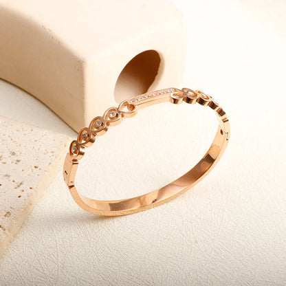 Stainless Steel With Zirconia Bracelet Bangle Simple Jewelry