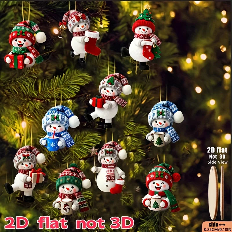 15 Pieces in a Random Assortment of Styles, Christmas Snowmen in Various Poses Holding Christmas Gifts, Handmade Christmas Ha