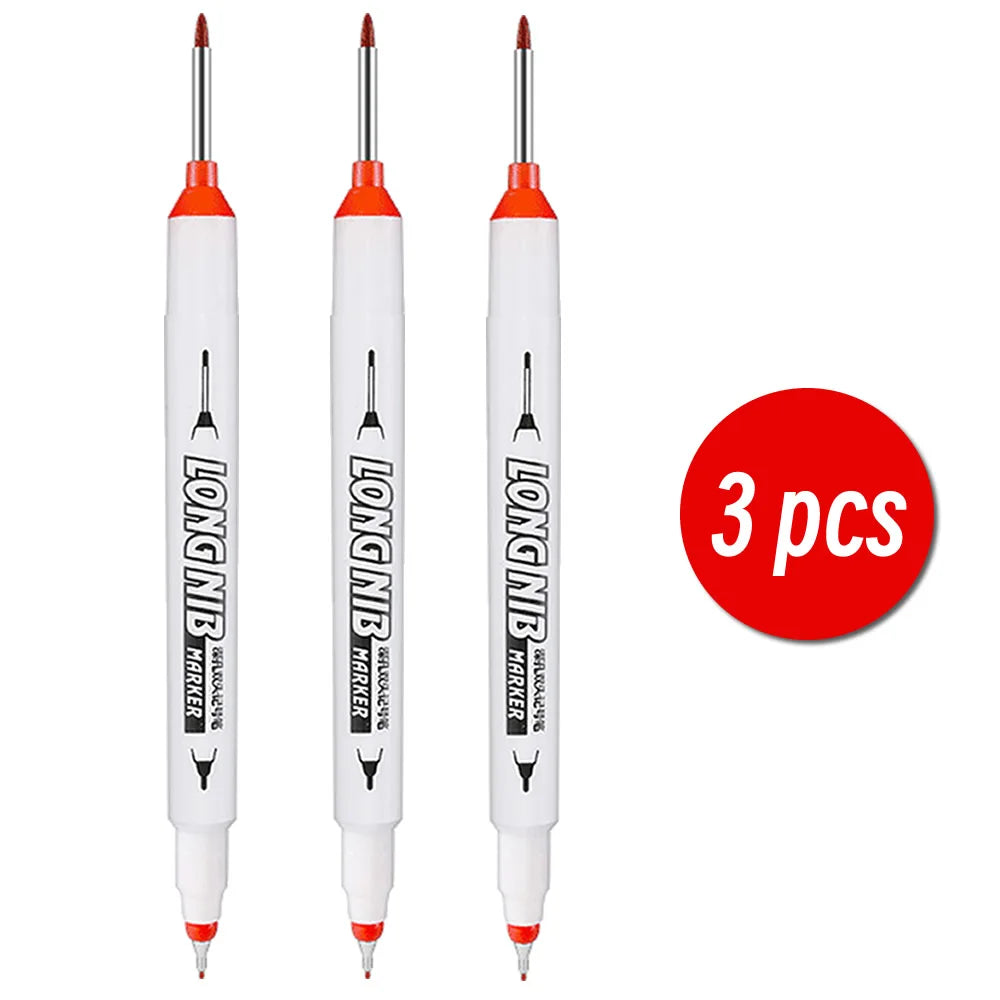 20mm Double-Tip Deep Hole Long Head Nib Markers For Metal Pen Waterproof Bathroom Woodworking Decoration Multi-Purpose - 3 pc