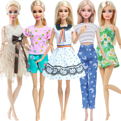 5 Set 3 Set Handmade Fashion Doll Outfit Daily Casual Wear Blouse Shirt Vest Bottom Pants Skirt Clothes for 1/6 Doll Accessor