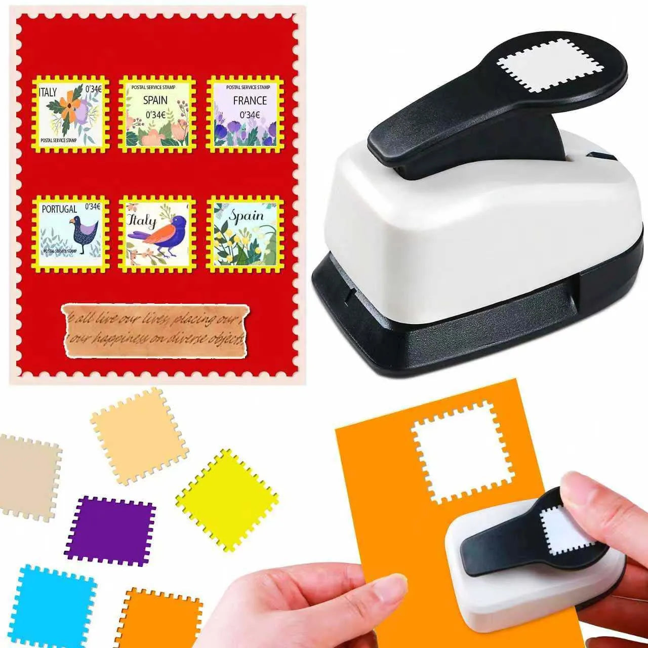 Postage Stamp Scalloped Square Paper cutter tool for crafts Hole Punchers 25mm 38mm 50mm for crafting for scrapbook cardmakin