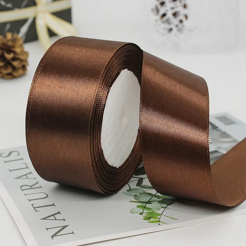 25yards/Roll 40mm Satin Ribbons Crafts Bow DIY Gift Wrap Wine Red Orange Yellow Green Blue Purple Black Gray Gold White Ribbo