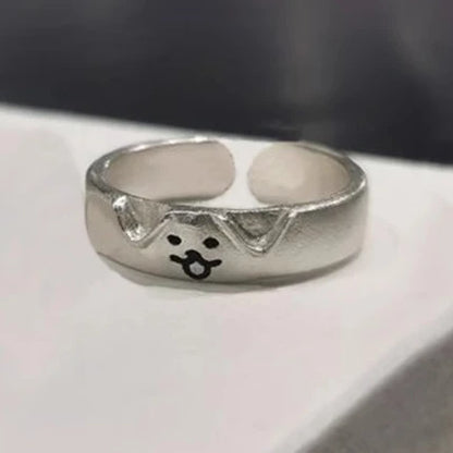 2pcs Kawaii Cat Dog Animal Couple Ring for Women Men 2026 Fashion Size Adjust Lover Rings Valentine's Day Party Jewelry Gifts