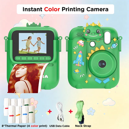 Color Printing Camera Kids Instant Camera 32GB 1080P Thermal Print Digital Camera Print Photo Video Games Music Children Gift