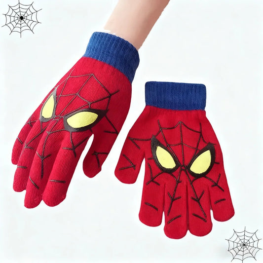 Spider Pattern Winter Warm Knitted Gloves Soft Stretch Full Finger Gloves for Daily Wear Christmas Gift