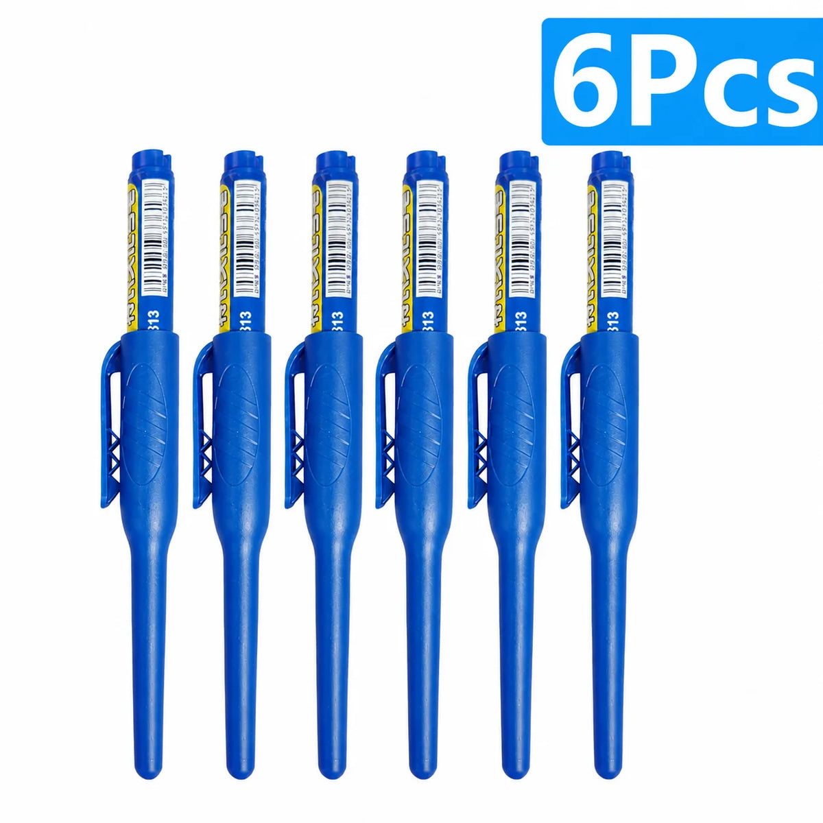 1-6Pcs 45mm Waterproof Long Head Nib Deep Hole Markers Pen Tile Carpenter Pen Multi-purpose for Woodworking Black/Blue/Red In