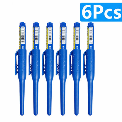 1-6Pcs 45mm Waterproof Long Head Nib Deep Hole Markers Pen Tile Carpenter Pen Multi-purpose for Woodworking Black/Blue/Red In
