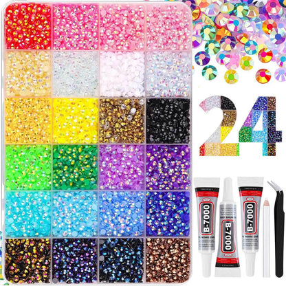 Resin Rhinestone Bedazzling Kit 3mm Small, Jelly Rhinestone Kit for Bedazzling Flatback Gems, for Clothes Nail Book Diy - 24 