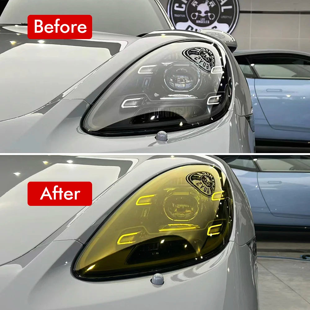 Yellow Auto Car Light Headlight Taillight Tint Vinyl Film Sticker Easy Stick Motorcycle Waterproof Film Diy Whole Car Decorat