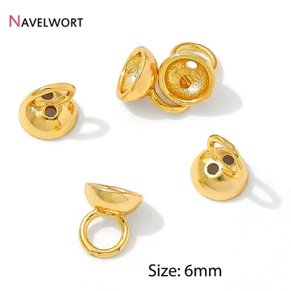 End Caps For Jewelry,10/20Pcs 18K Gold Plated Brass Metal End Caps For DIY Bracelet Necklace Making Finding,Supplies For Jewe