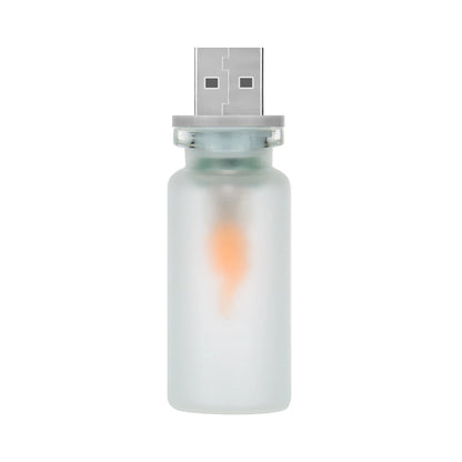 USB Flame Flickering LED Frosted Clear Glass Candle Night Light Simulated Flame - Frosted