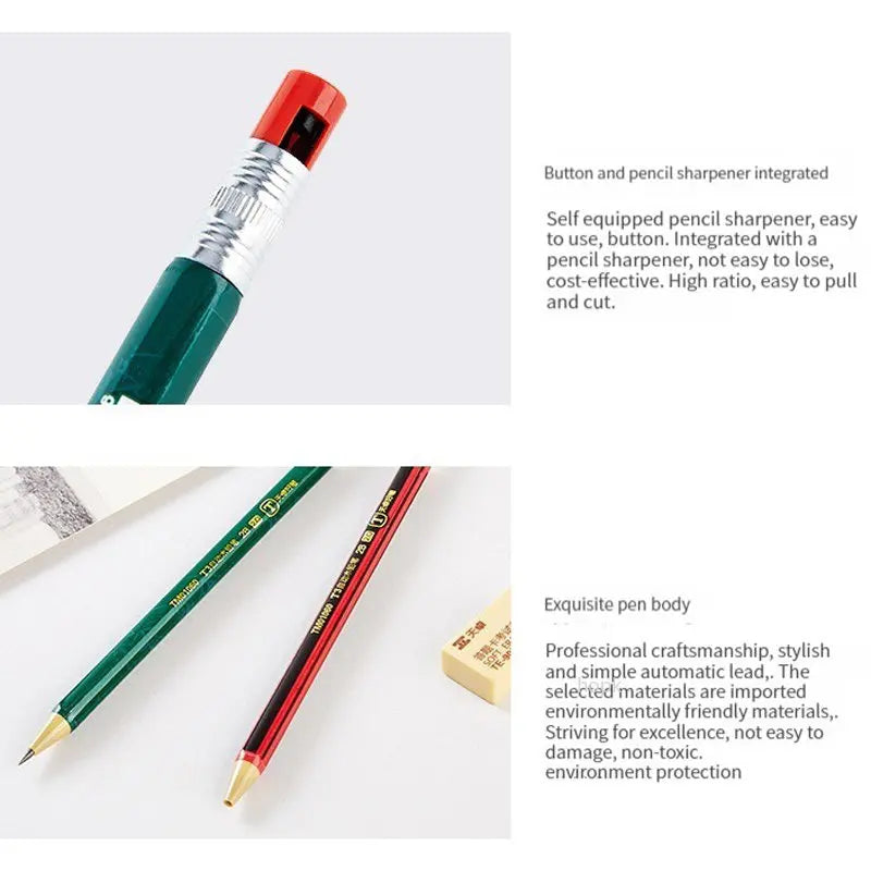 2.0 mm Mechanical Pencils Set 2B Automatic Student Pencils with Sharpener Color Pencil Leads School Pens Kawaii Cute Statione