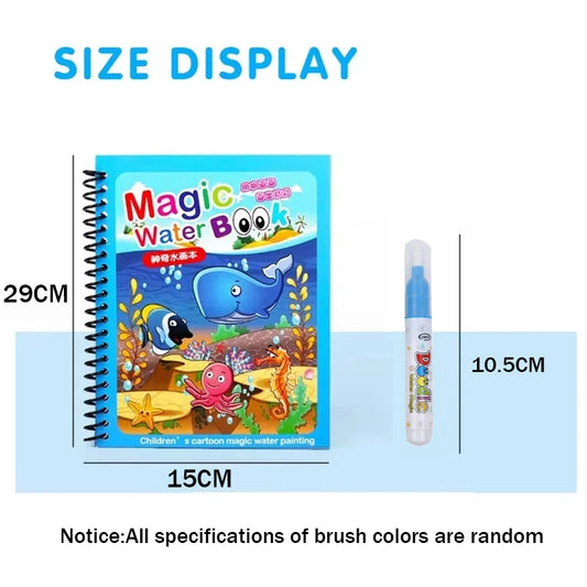 1pc Reusable Water Drawing Book Magic Water Book Mess-Free Magic Painting Pad with Refillable Water Pen Learning Education To