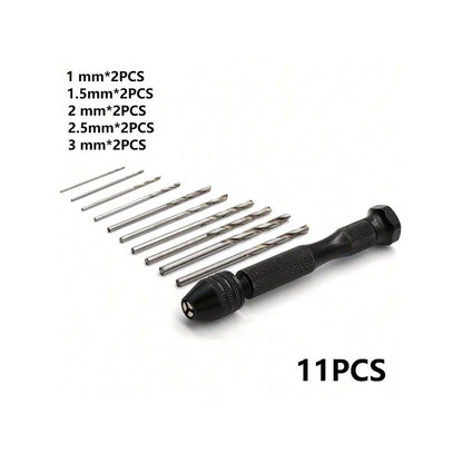 49pcs 0.2-3.4mm Hand Drill Set Mini Aluminum Hand Drill Bit Jewelry Craft Hand Manual Drill Woodworking Tools Drill Bit