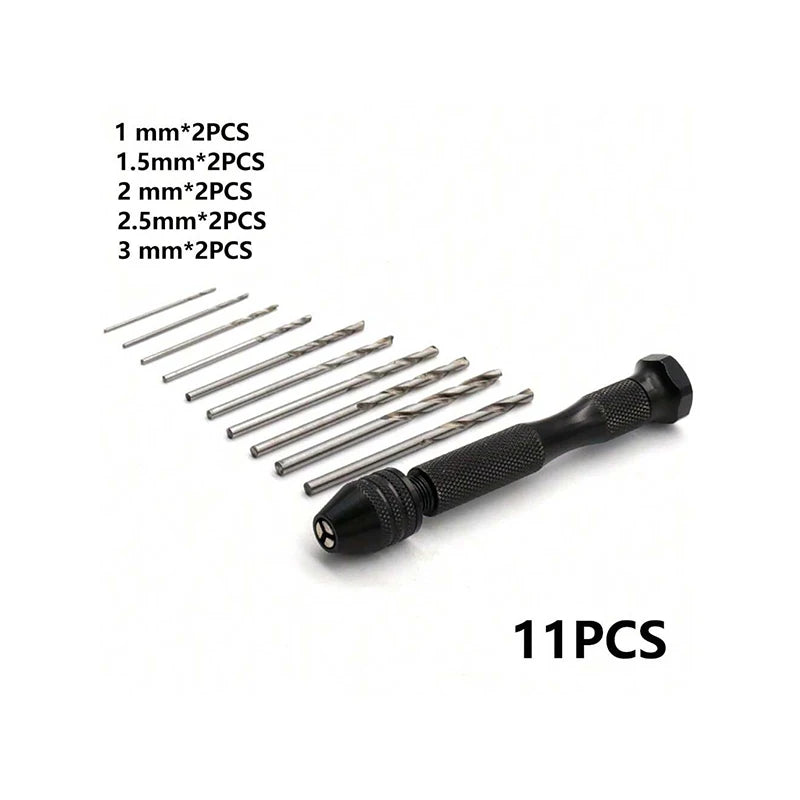 49pcs 0.2-3.4mm Hand Drill Set Mini Aluminum Hand Drill Bit Jewelry Craft Hand Manual Drill Woodworking Tools Drill Bit - Gol