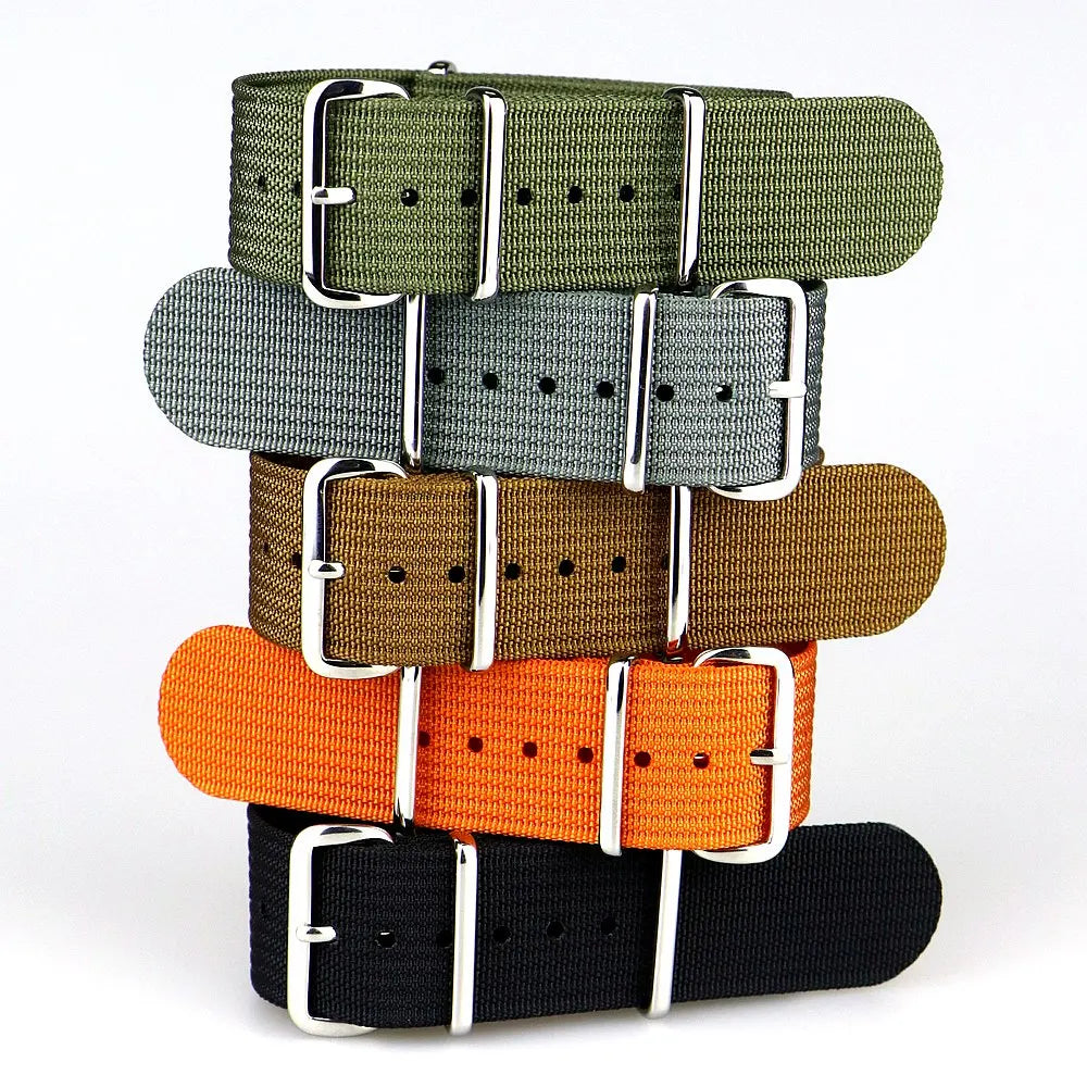 Ribbed Watch Strap 18mm 19mm 20mm 22mm 24mm Nylon Watch Straps Braid Ballistic Fabric Watchband Accessories for Military Band