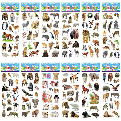 10 Sheets 3D Puffy Stickers Animals Bulk Stickers Scrapbook Decoration Birthday New Year Christmas Gifts for Kids Boys Girls