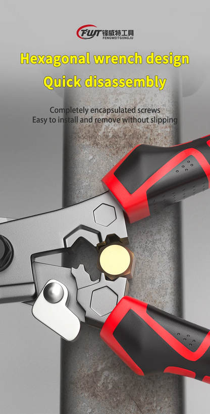 Multi-Functional Electrician Scissors, Crimping Wire Cutting Tool with Wrench Function for Metal Sheet and Cable Cutting
