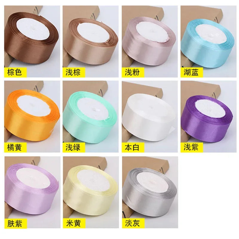 6mm 10mm 15mm 20mm 25mm 40mm 50mm Satin Ribbons White Pink Red Blue Purple Green Black Yellow Orange Ribbons 34 Colors Pick U