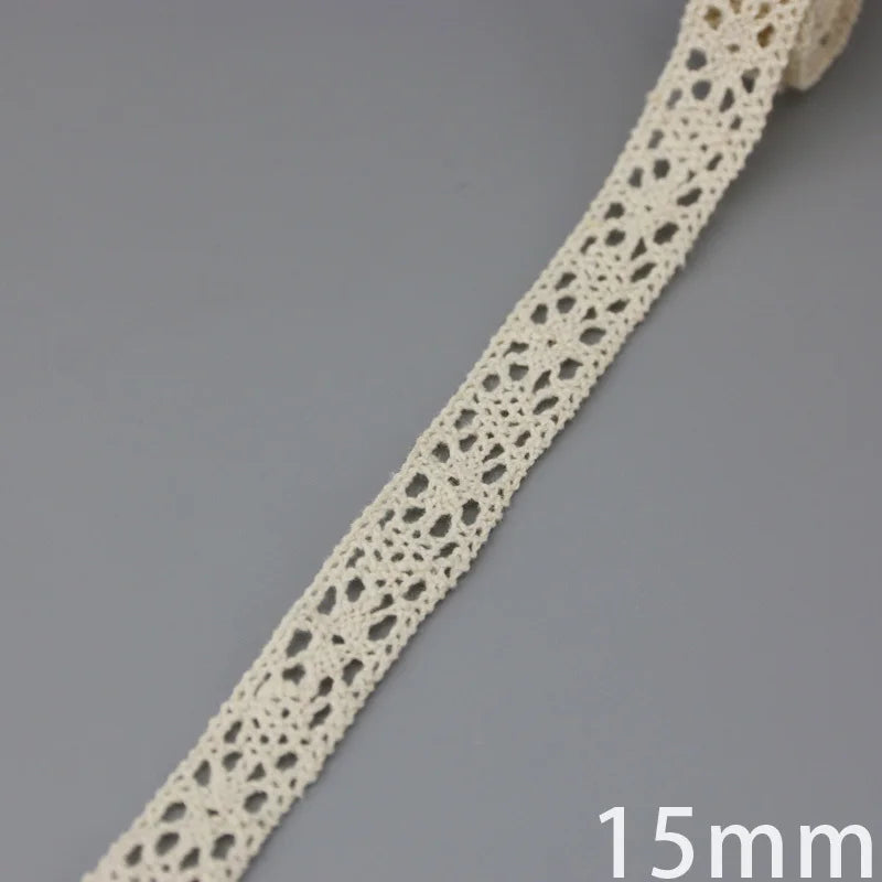 Lace Ribbon Trim, White Beige Cotton Embroidered Ribbon, 5 Meter Sewing Fabric, DIY Craft Materials, Elegant Lace for Gift Wr