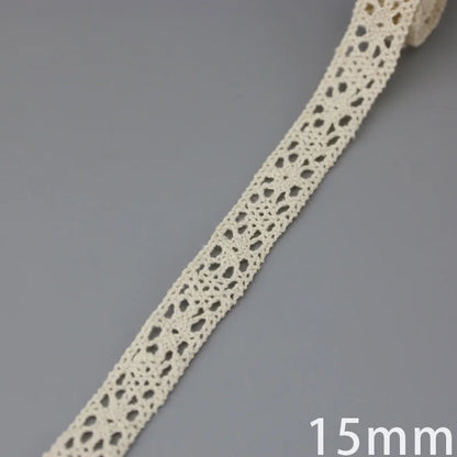 Lace Ribbon Trim, White Beige Cotton Embroidered Ribbon, 5 Meter Sewing Fabric, DIY Craft Materials, Elegant Lace for Gift Wr