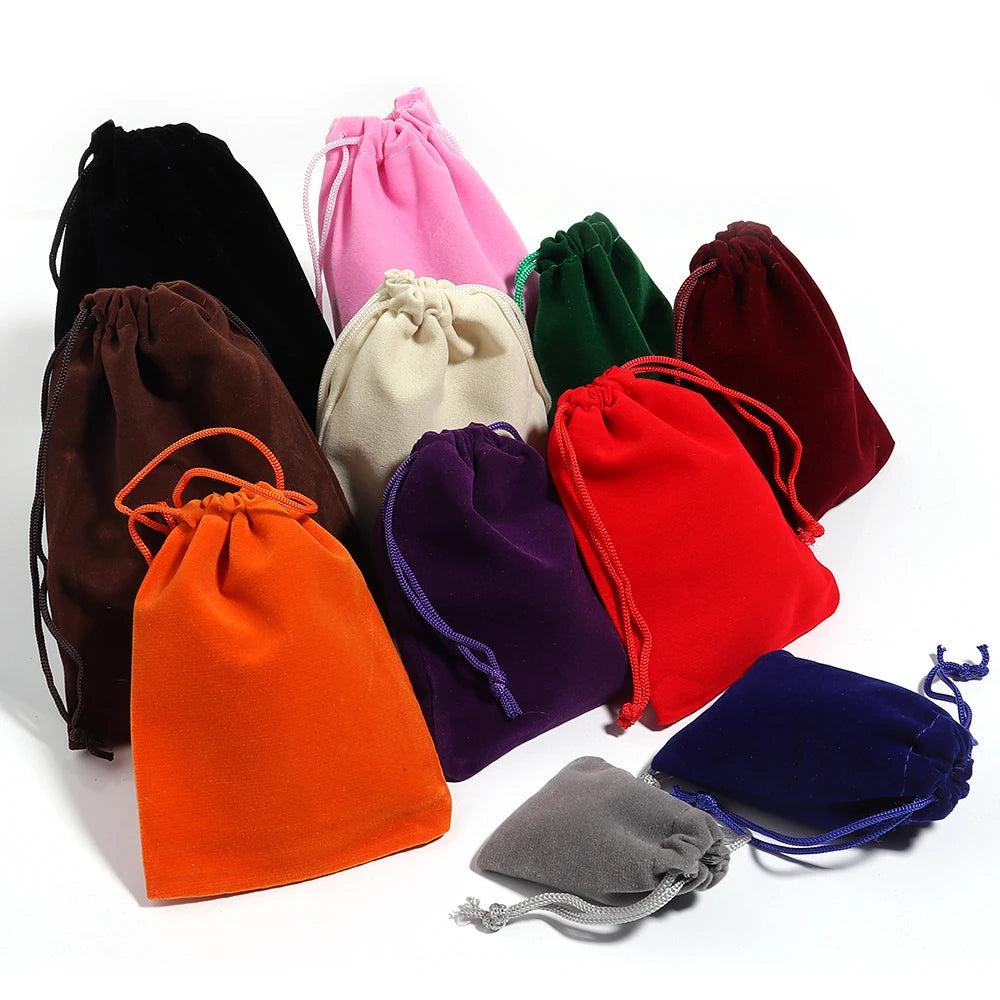 5-10pcs/lot Color Velvet Drawstring Bag Multi-size Packing Sachet for Jewelry Candy Storage Display Festival Gift Packing Pou