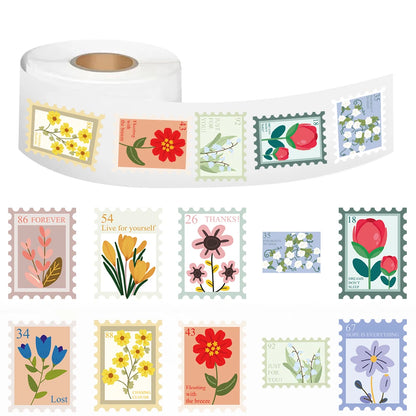 500PCS Flower Stamps Roll Sticker Harajuku Cartoon Y2k Fashion Scrapbook Graffiti Cafe DIY Scrapbooking Phone Gifts Decals - 