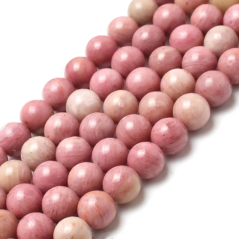 4-14mm Natural Black Volcanic Lava Stone Round Beads 15" Pick Size For Jewelry Making diy Bracelet - Rhodonite / 12mm 30pcs b