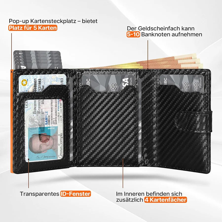 Pop Up Wallet with Coin Compartment RFID Protection Credit Card Holder Wallet for Men