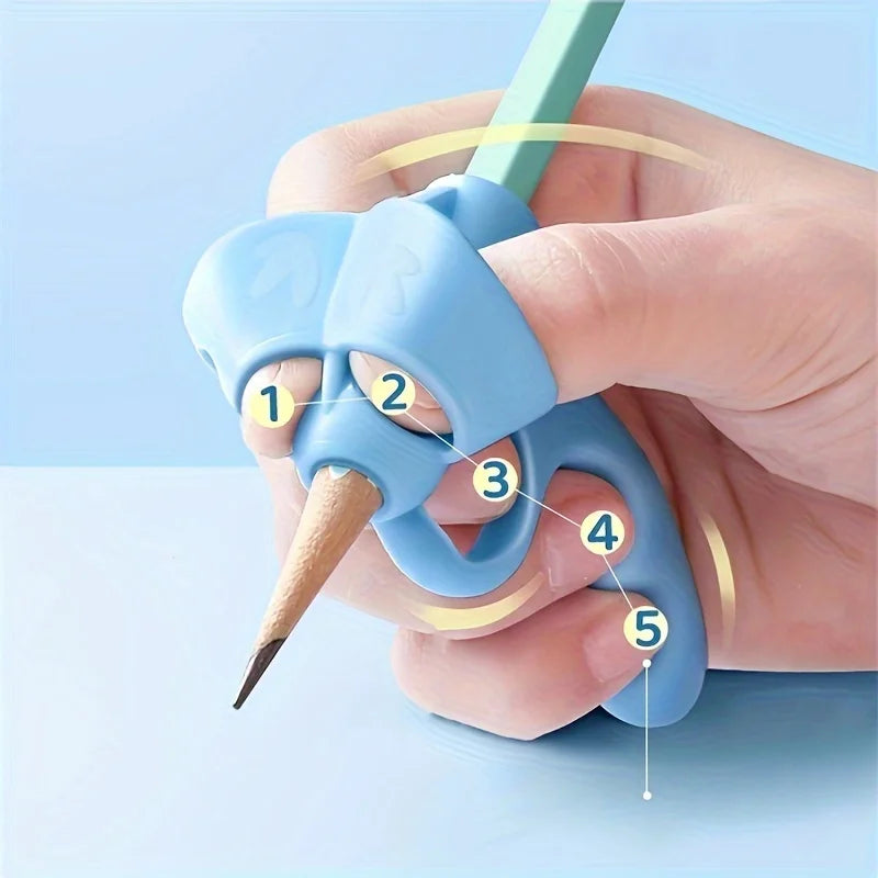 4pcs Grip Pen Corrector Set Writing Corrector Soft Rubber Writing Posture Grip Pen Handwriting Aid Correction Tool
