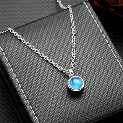 Stainless Steel Birthstone Pendant Necklace - Cremation Ashes Jewelry with Colorful Gemstones, Keepsake Memorial for Human As