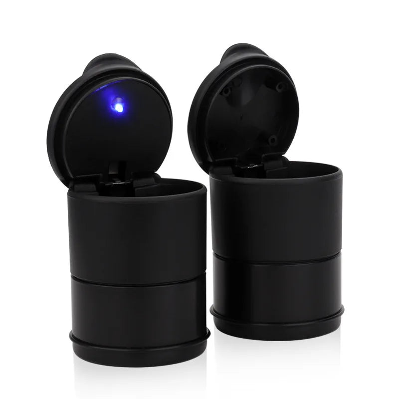Car Ashtray LED Alloy Ash Tray Plastic Cup Portable Smokeless Auto Ashtray Flame Retardant Cigarette Holder Box Accessories -