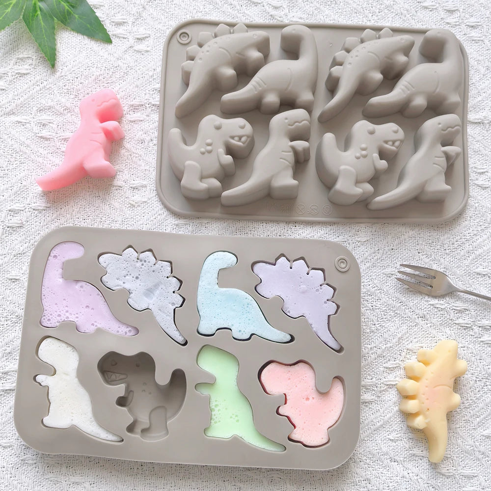 1pc 8-cavity silicone mold 3D dinosaur shaped chocolate candy, pudding, cookies, mold making, cake baking utensils