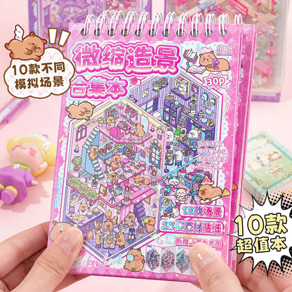 Mr. Paper 30Pcs 3d three-dimensional stacking miniature scene stickers scenery sticker book Students' puzzle handmade diy str