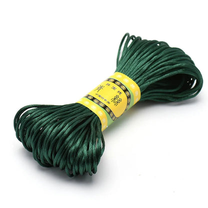 20M 1.5mm Satin Nylon Trim Cord, Rattail Cord Chinese Knot - Ink Green